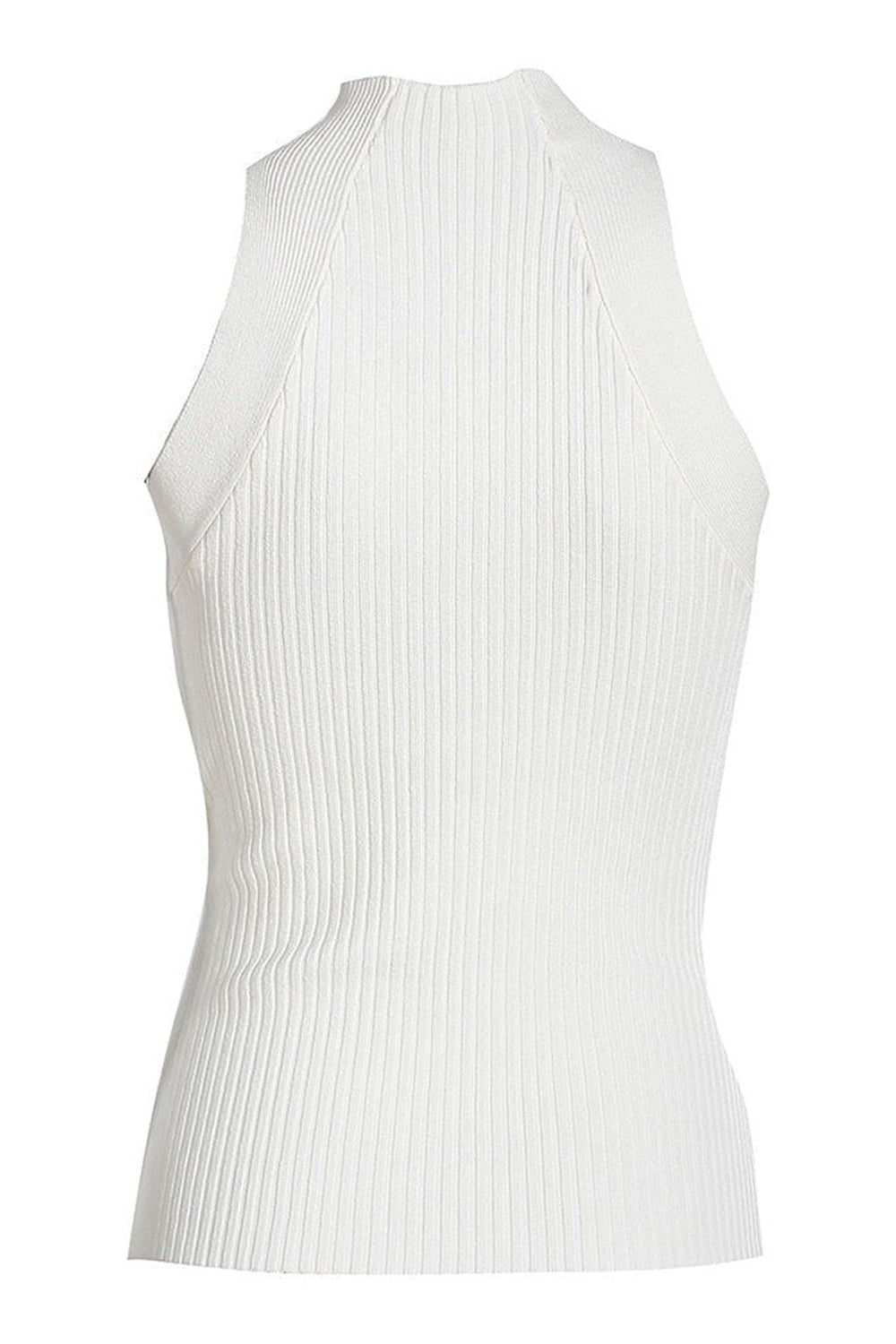 Sleeveless white t-shirt with slit