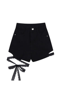 Black Slim Summer Denim Shorts for chic style.