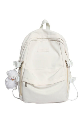 Compact white waterproof nylon backpack for everyday use.