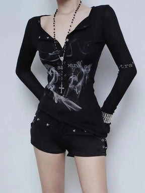 Smoke Print Goth Top