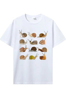 White snail graphic tee in soft cotton.