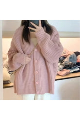 Cozy Pink Fall Cardigan with Chunky Knit