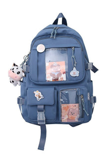 Blue Solid Color Aesthetic Cute Backpack for fashionistas.