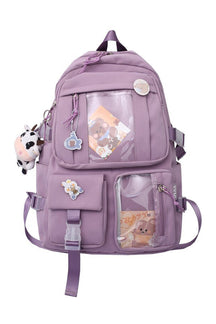 Purple variant of Solid Color Cute Backpack.