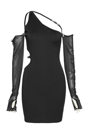 Black Solid Color Elastic Party Dress, elegant attire.