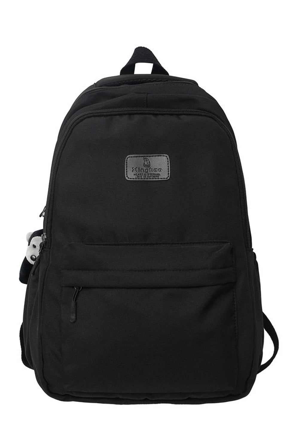 Black Solid Color Nylon Backpack, durable and sleek.