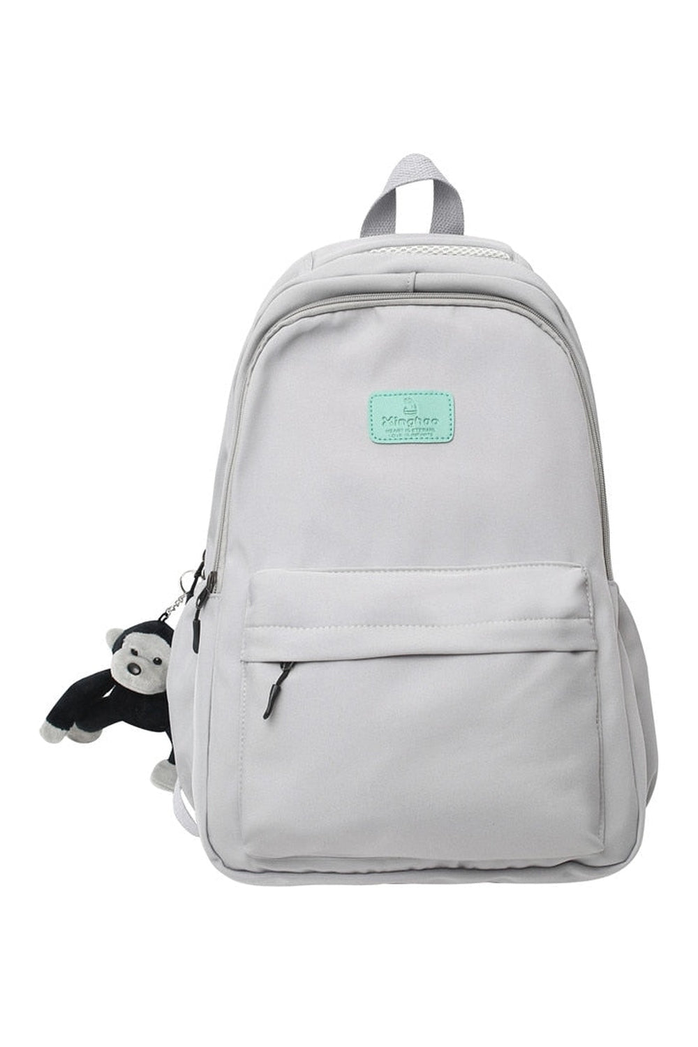 Gray Solid Color Nylon Backpack for Travel.