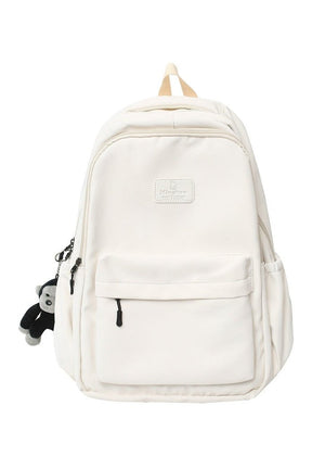 White Solid Color Nylon Backpack for travel.