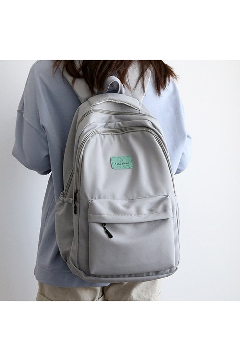 Solid Color Nylon Backpack