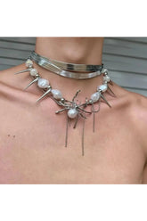 Spider Queen Pearl Spike Choker