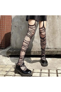 Stylish Spider Web Fishnet Stockings in web-black.