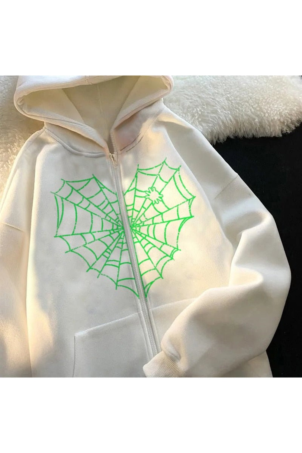 White04 Fall Spider Web Hoodie: Halloween-inspired design.