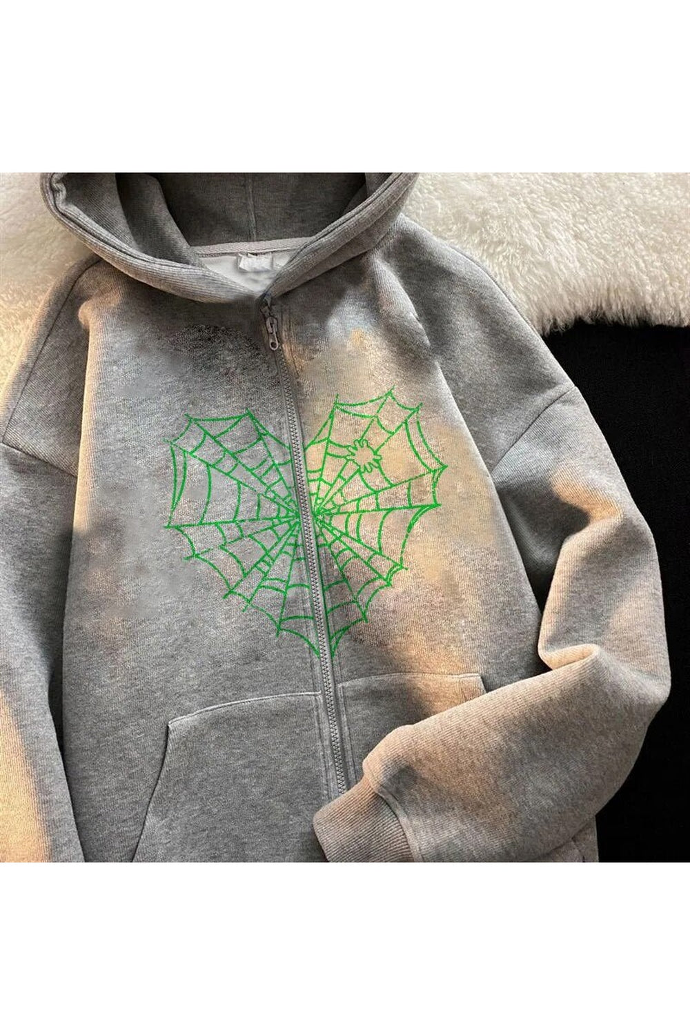 Gray04 Fall Spider Web Hoodie, cozy and stylish.