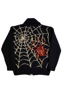 Black Spider Web Knit Cardigan with unique design.