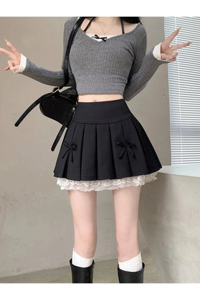 Spliced Lace Mini Skirt