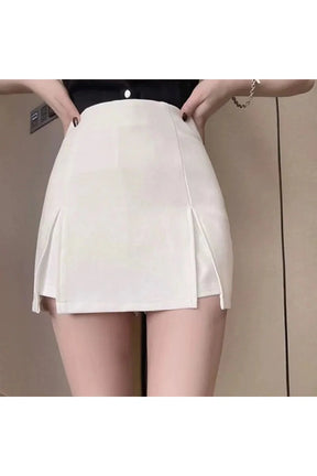 Split Front Black Mini Skirt