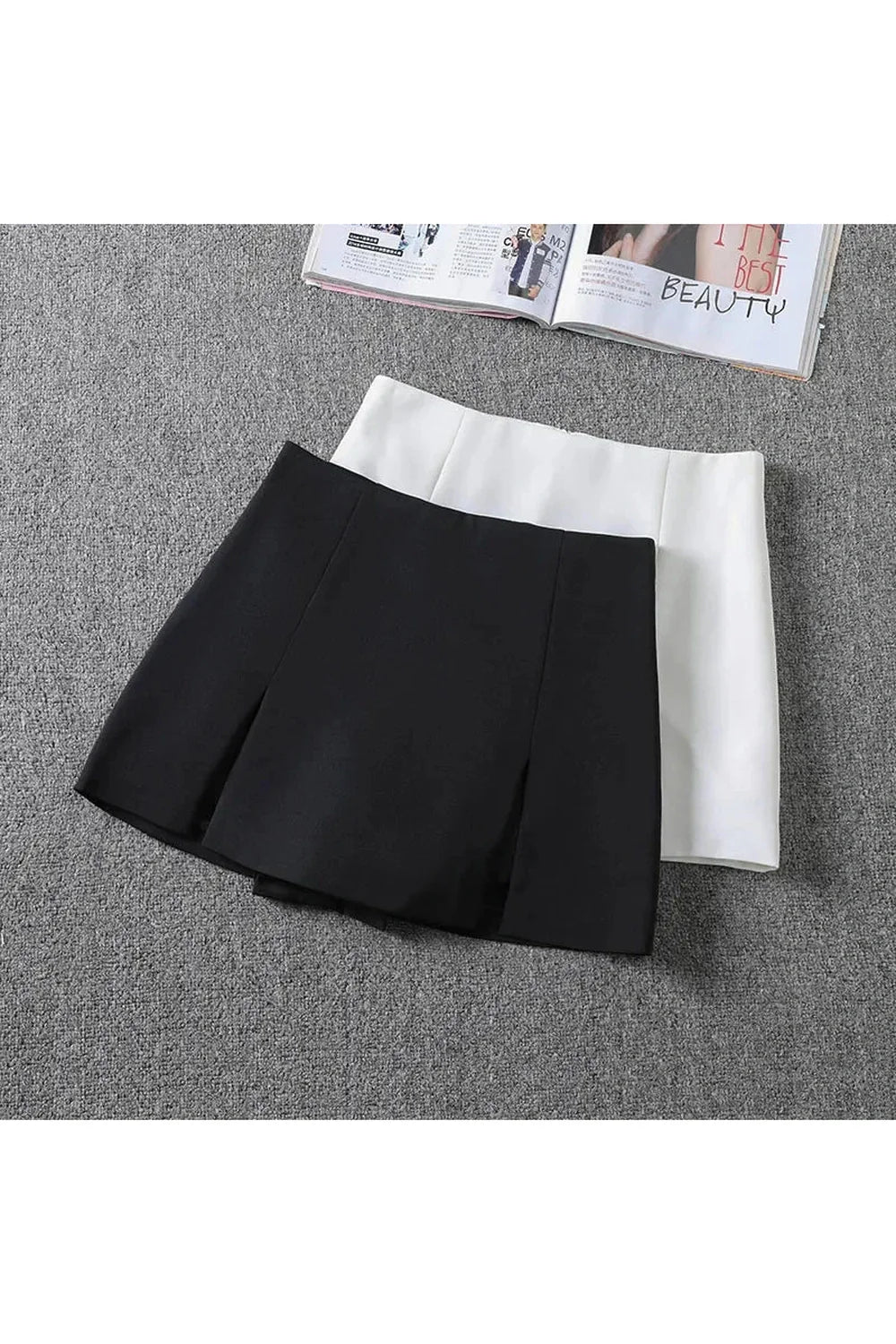 Split Front Black Mini Skirt