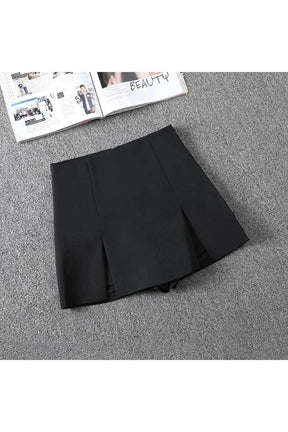 Split Front Black Mini Skirt