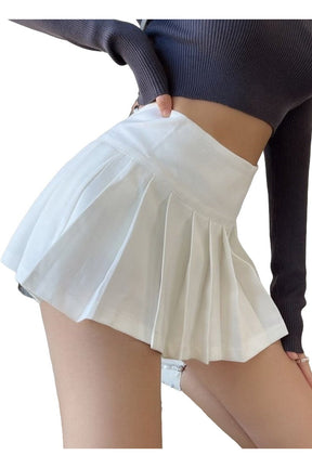 Split Pleated Mini Skirt