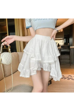 Spring Ruffled Lace Mini Skirt