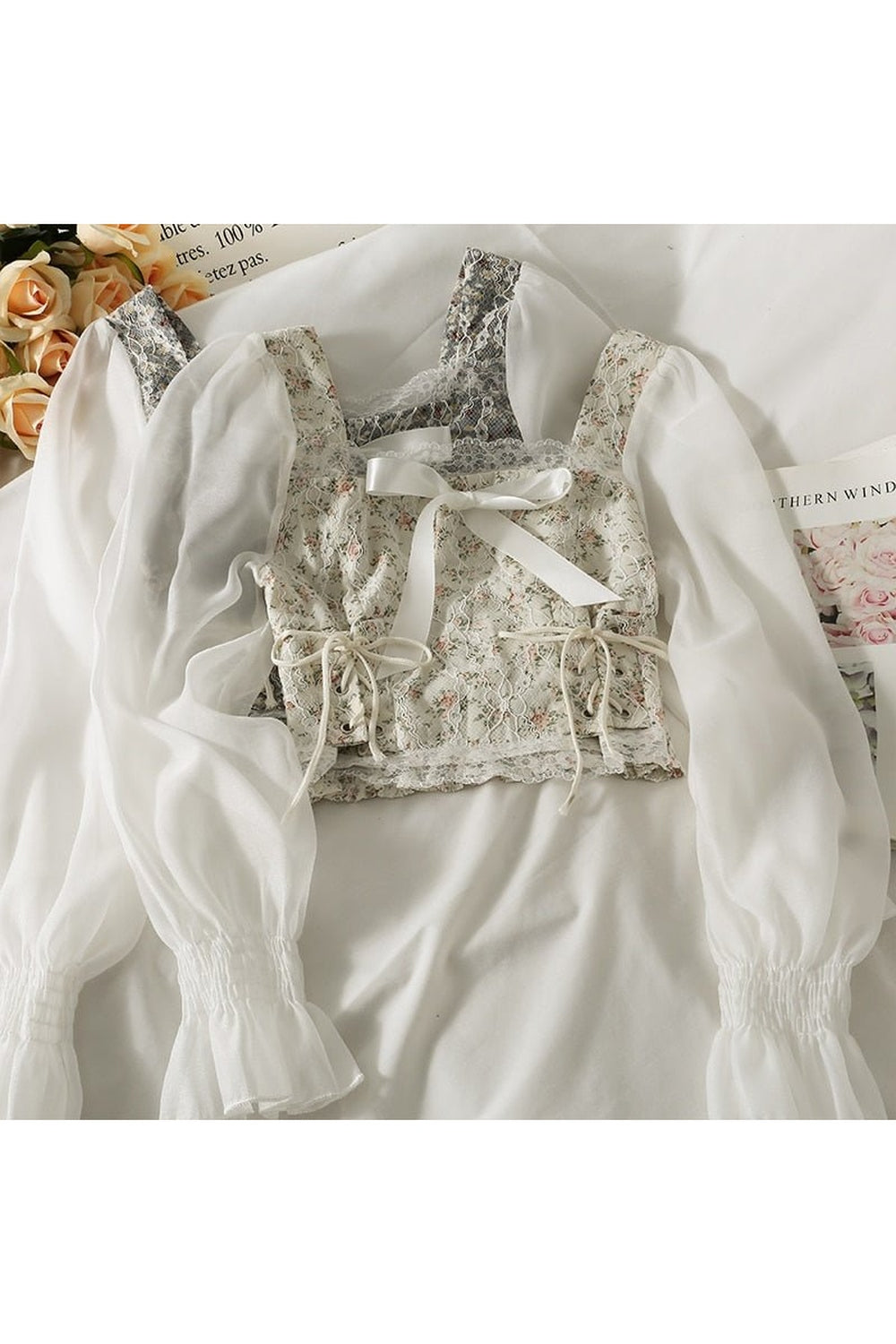 Square Collar Lace Blouse