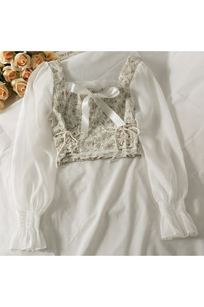 Square Collar Lace Blouse