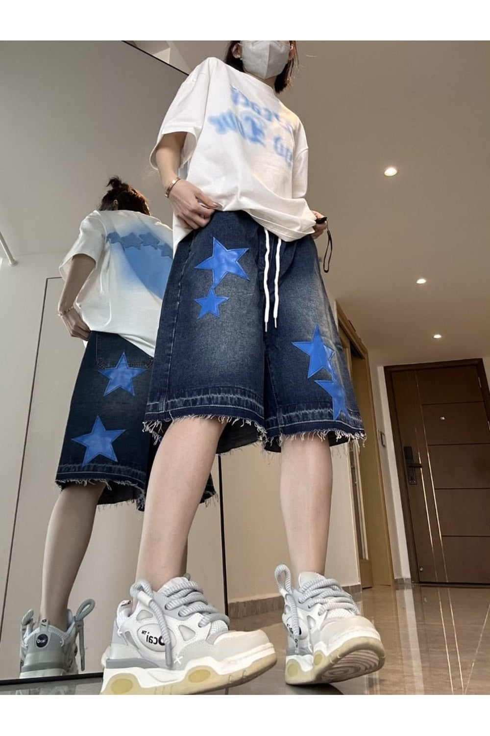 Star Patch Denim Shorts