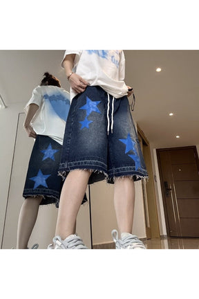 Star Patch Denim Shorts