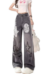 Patchwork wide-leg jeans in Picture Color, chic.