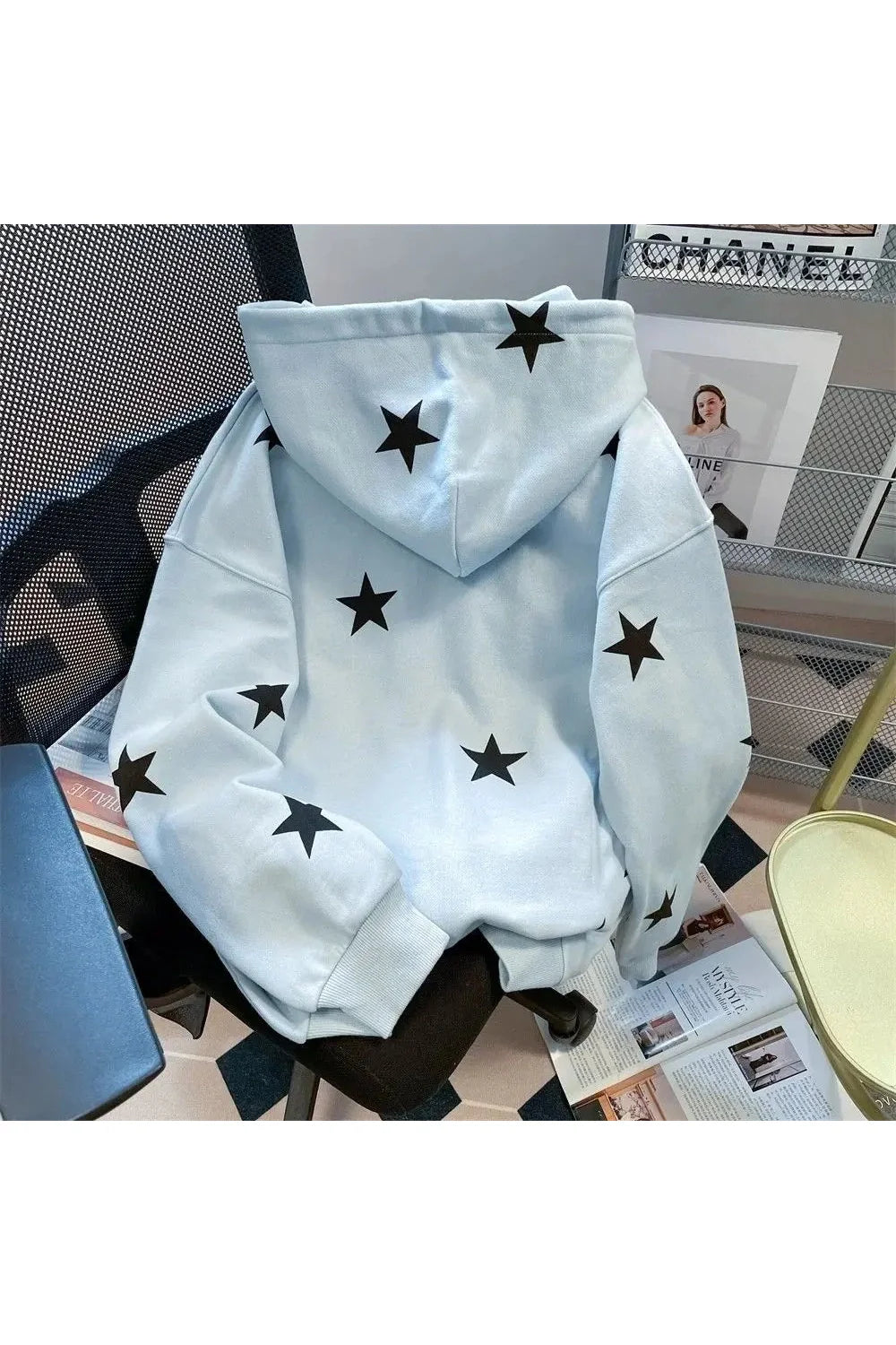 Fall Star Print Zip Hoodie