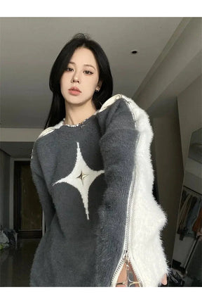 Fall Starlight Distress Knit Sweater