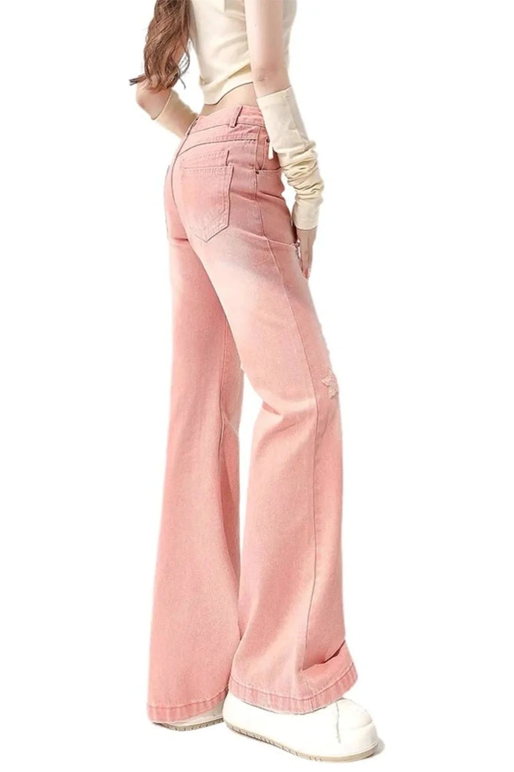 Starry Pink Distressed Jeans