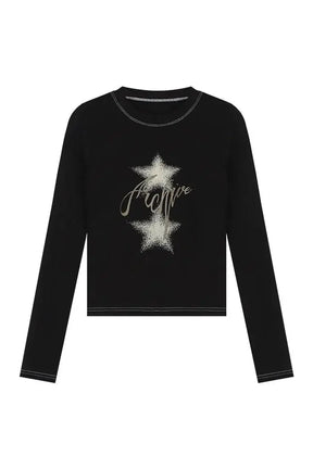 Black Stellar Sparkle Top shimmers elegantly.