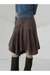 Brown Straight Knee-Length Skirt for chic style.