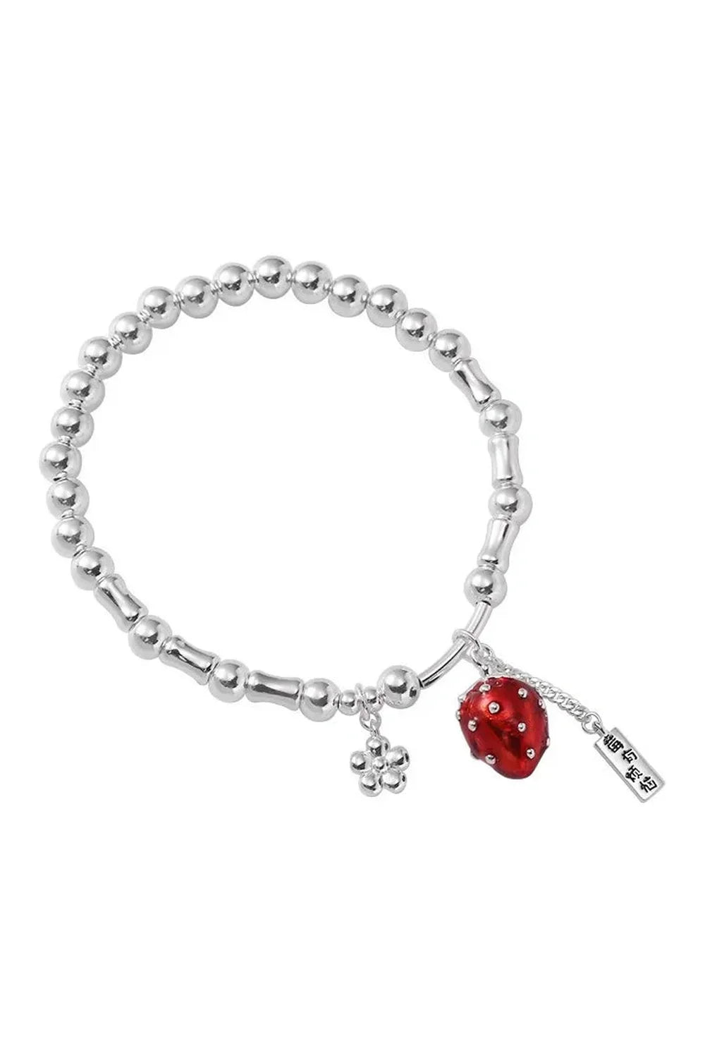 Strawberry Charm Silver Bracelet