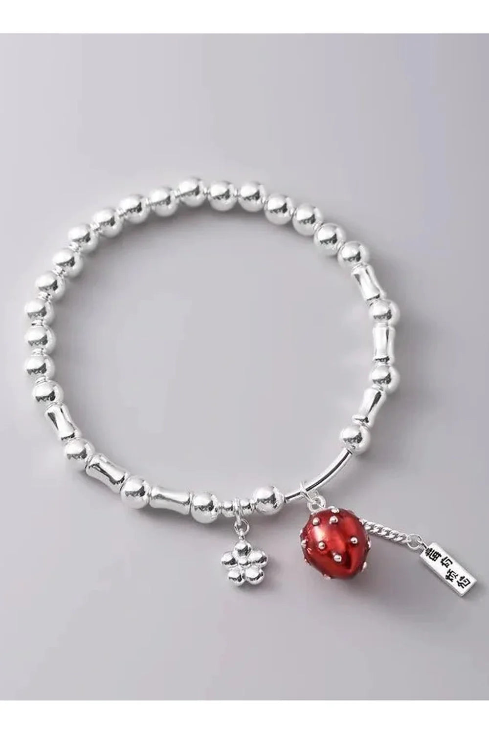 Strawberry Charm Silver Bracelet