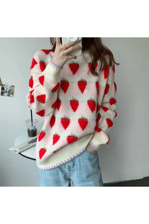 Cozy Fall Strawberry Fields Sweater in Strawberry hue.