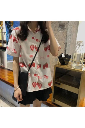 Strawberry Print Casual Shirt