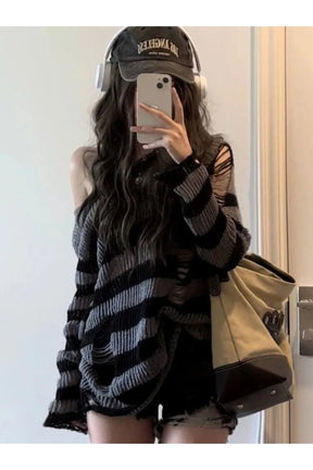 Fall Striped Gothic Sweater