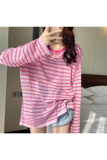 Pink Striped See Through T-shirt with style.