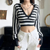 Black Striped Shadow Crop Hoodie with style.