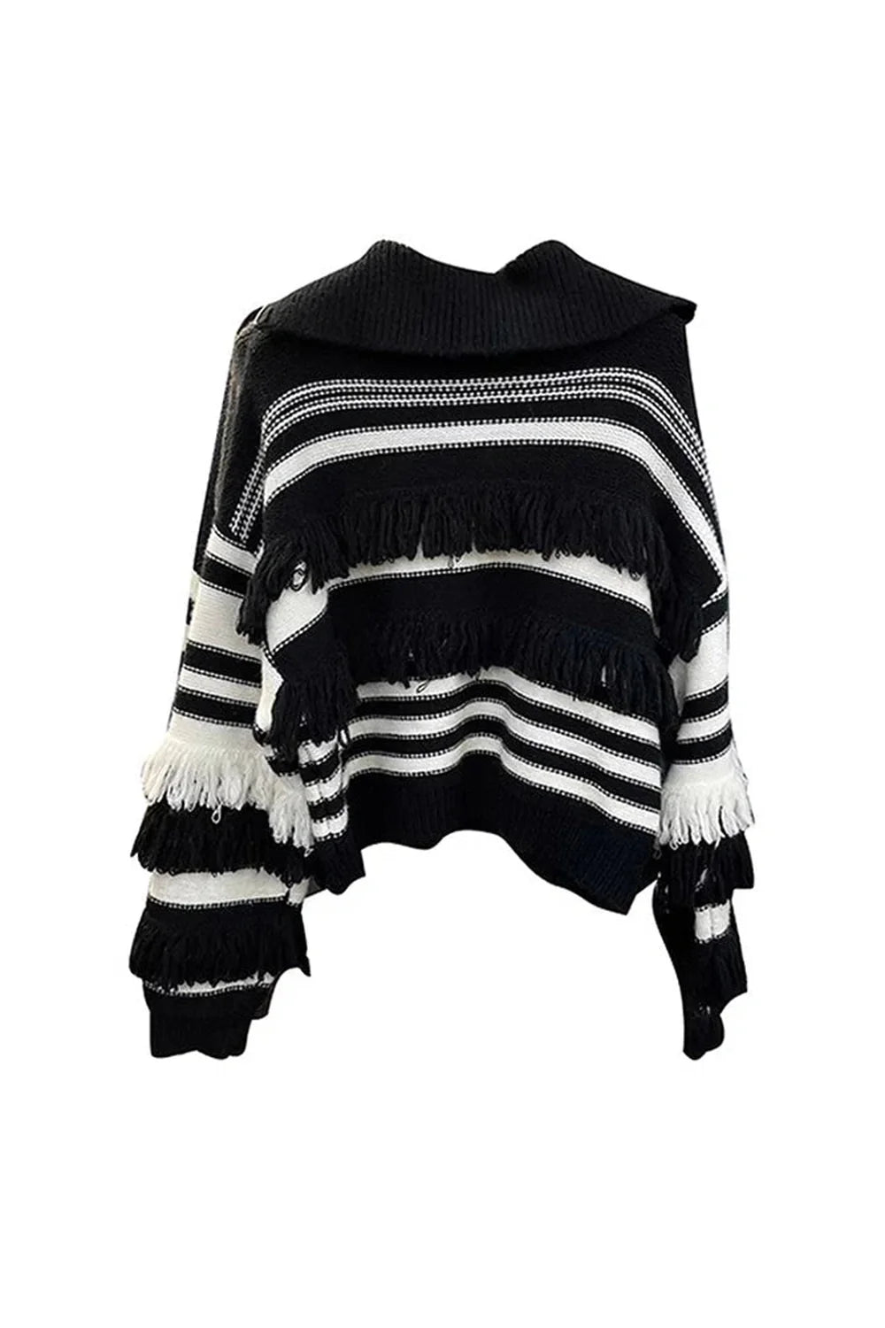 Striped Tassel Knit Pullover