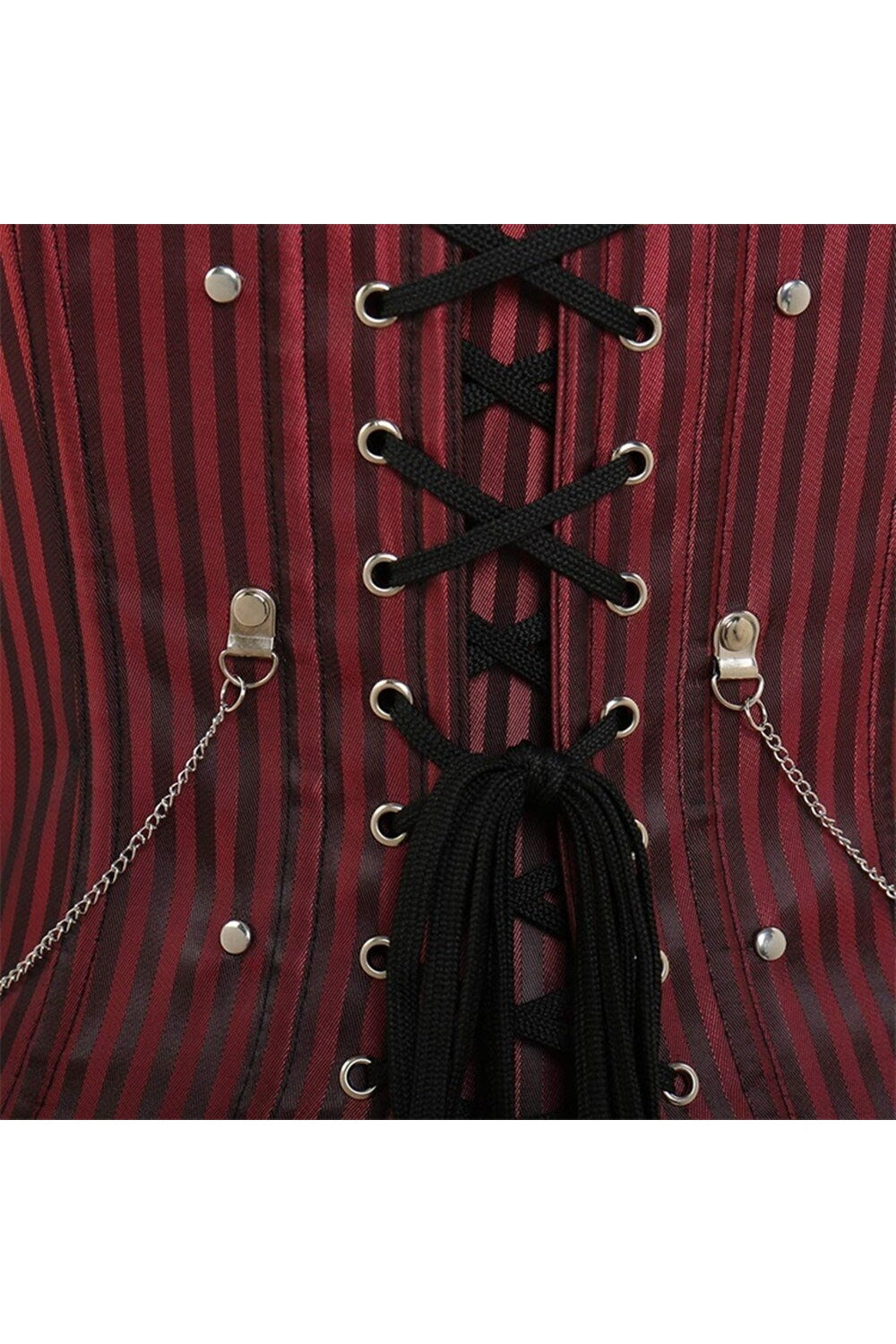 Striped Zip Buckled Corset