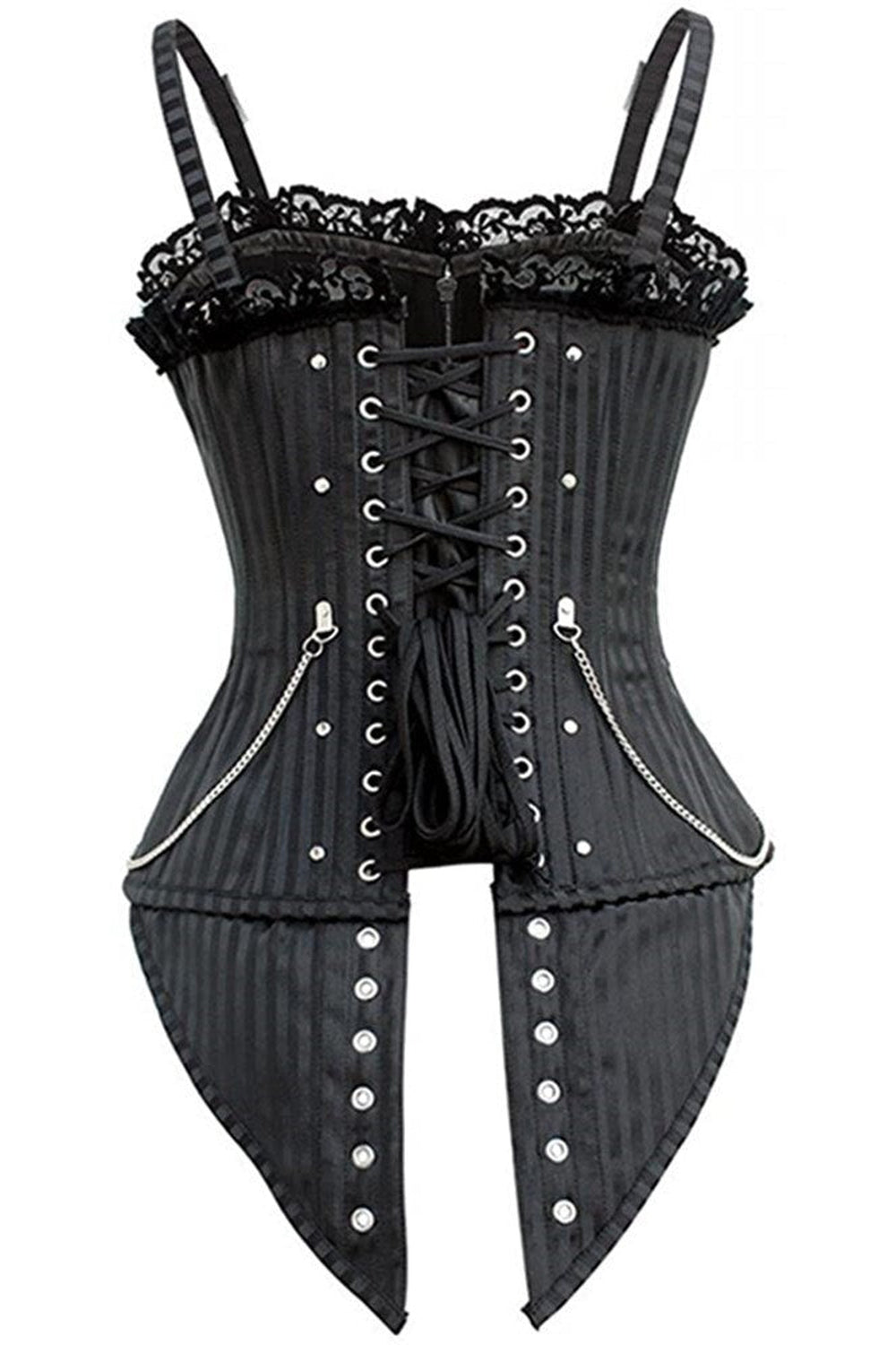 Striped Zip Buckled Corset