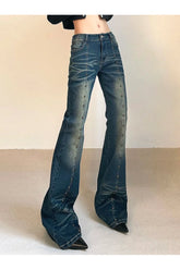 Blue studded Midnight Flare Jeans, chic and trendy.