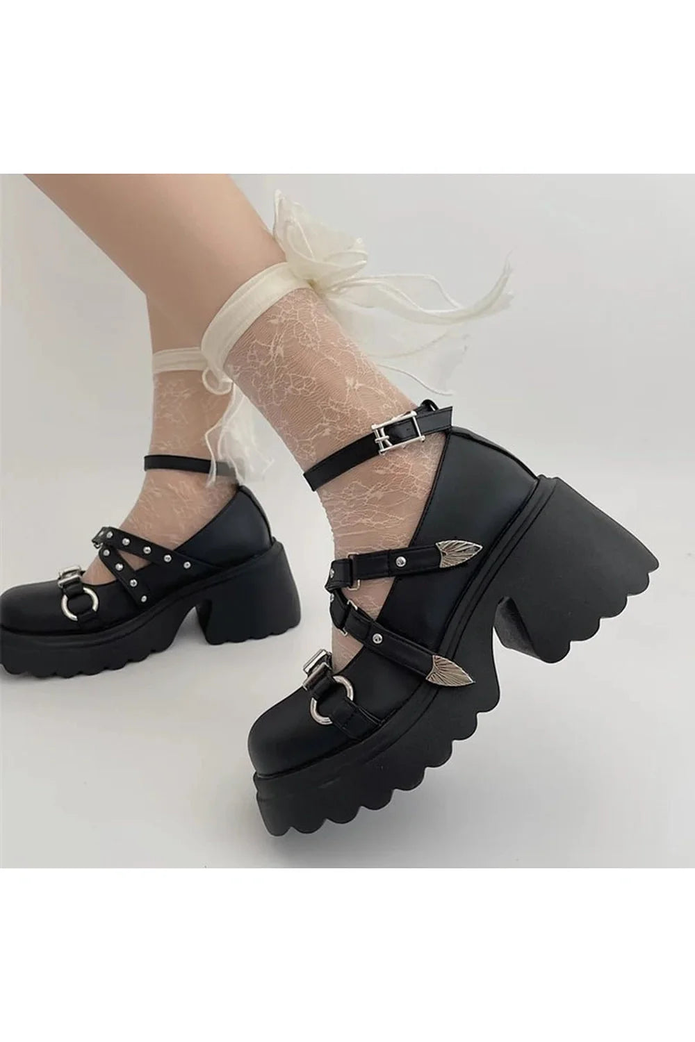 Studded Wing Accent Platform Shoes