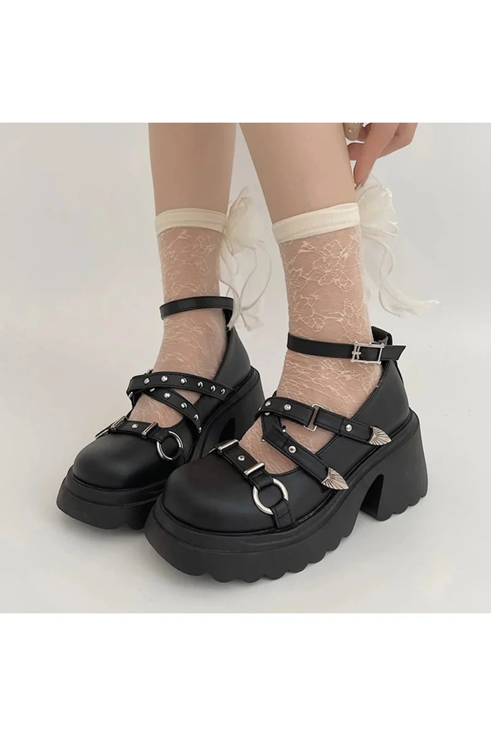 Studded Wing Accent Platform Shoes