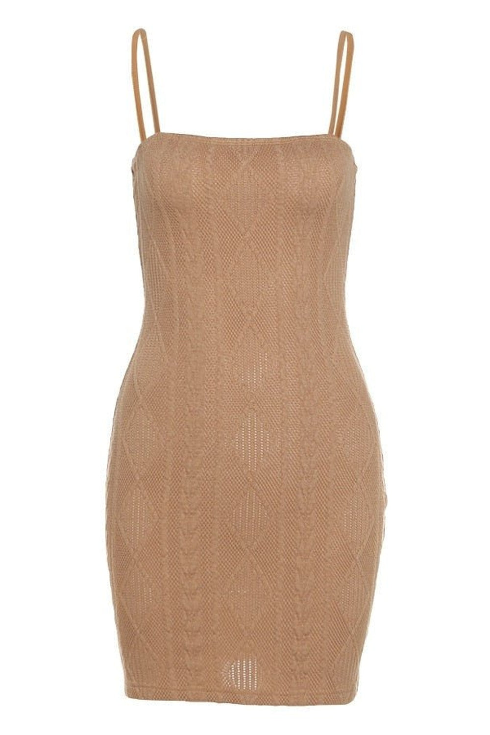 Elegant Summer Knit Strap Mini Dress in Auburn.