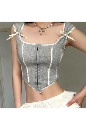 Sweet Bowknot Corset Crop Top