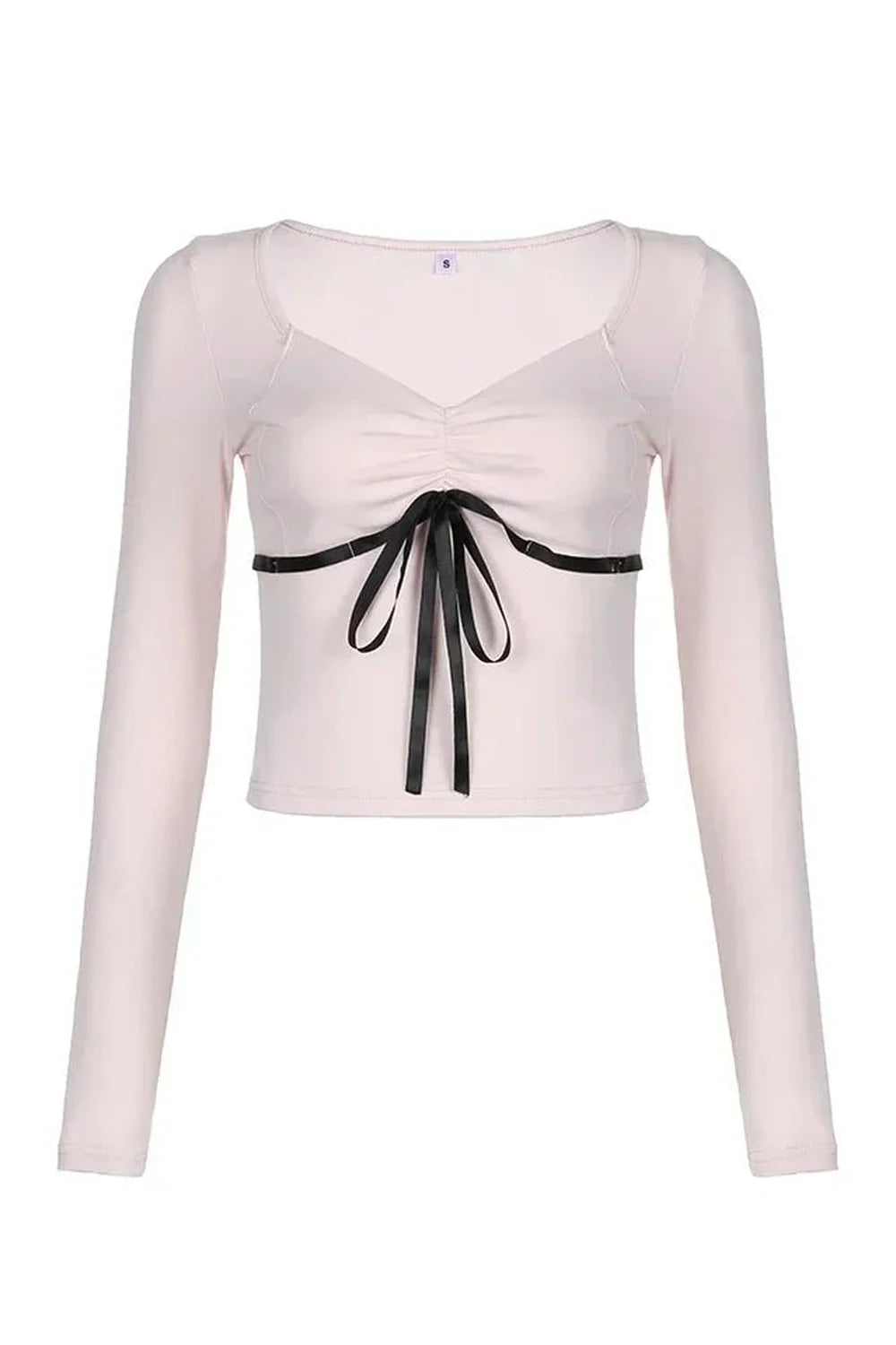 Sweet Contrast Ribbon Crop Top